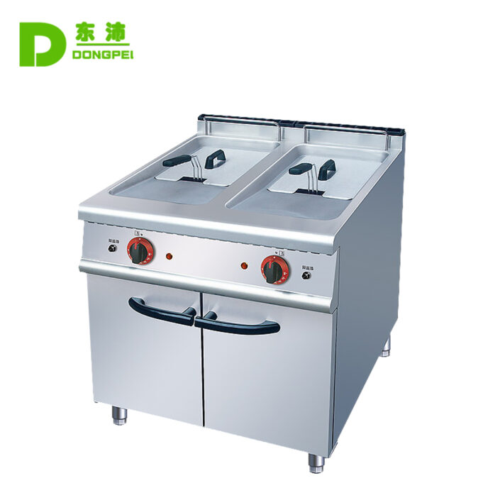 electric 2 tank fryer with cabinet