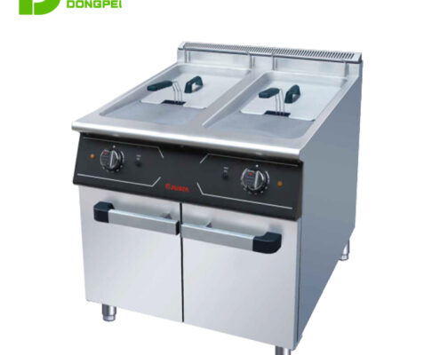 electric 2-tank fryer (2-basket) with cabinet