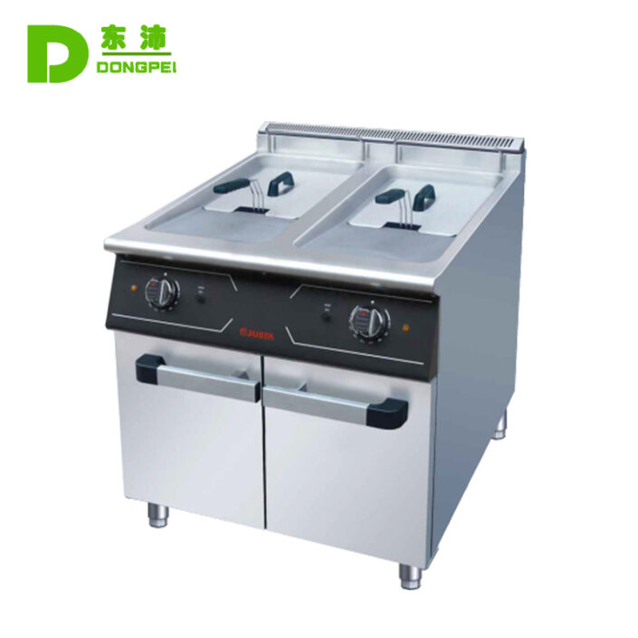 electric 2-tank fryer (2-basket) with cabinet