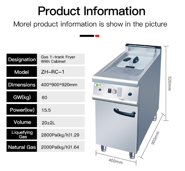 gas 1 tank fryer with cabinet