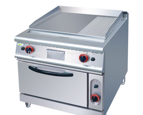 gas griddle with 2/3 flat 1/3 grooved with oven