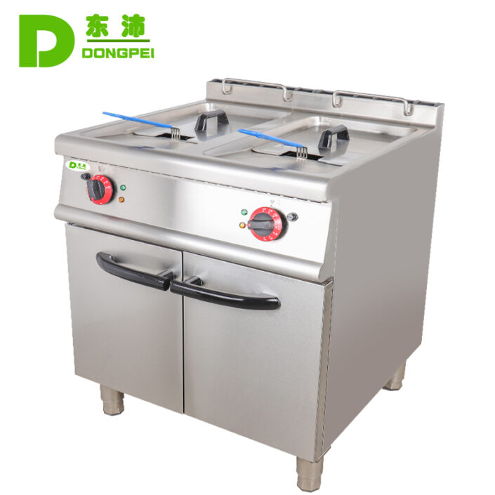 electric 2 tank fryer 2 basket with cabinet