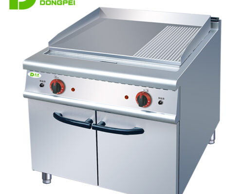 electric 2/3 flat 1/3 grooved griddle with cabinet