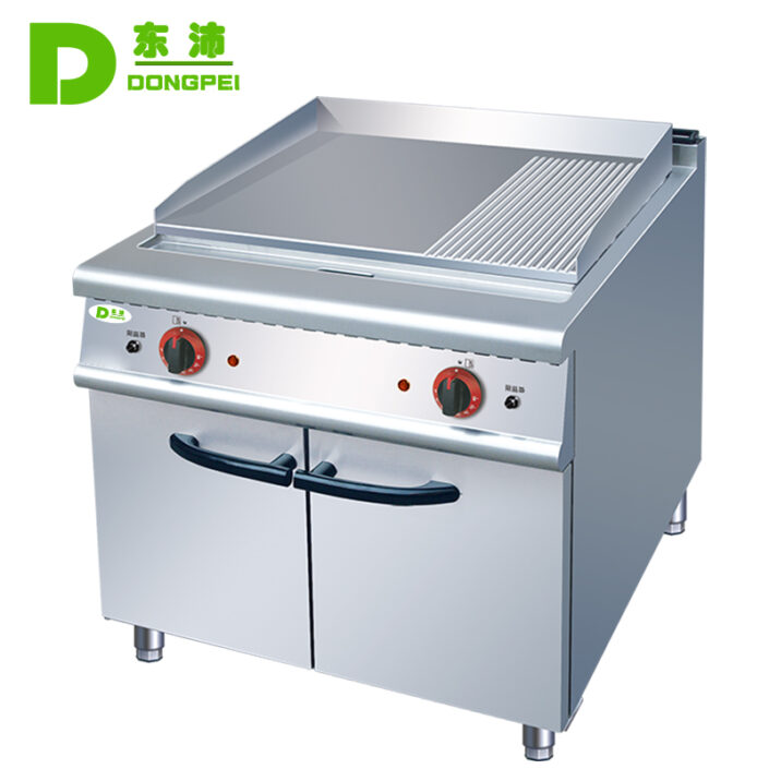 electric 2/3 flat 1/3 grooved griddle with cabinet