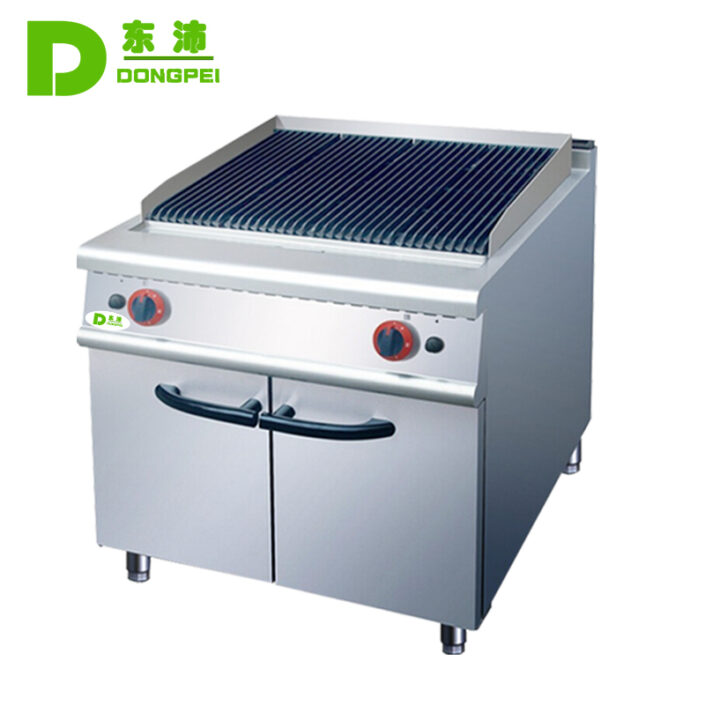 gas lava rock grill with cabinet