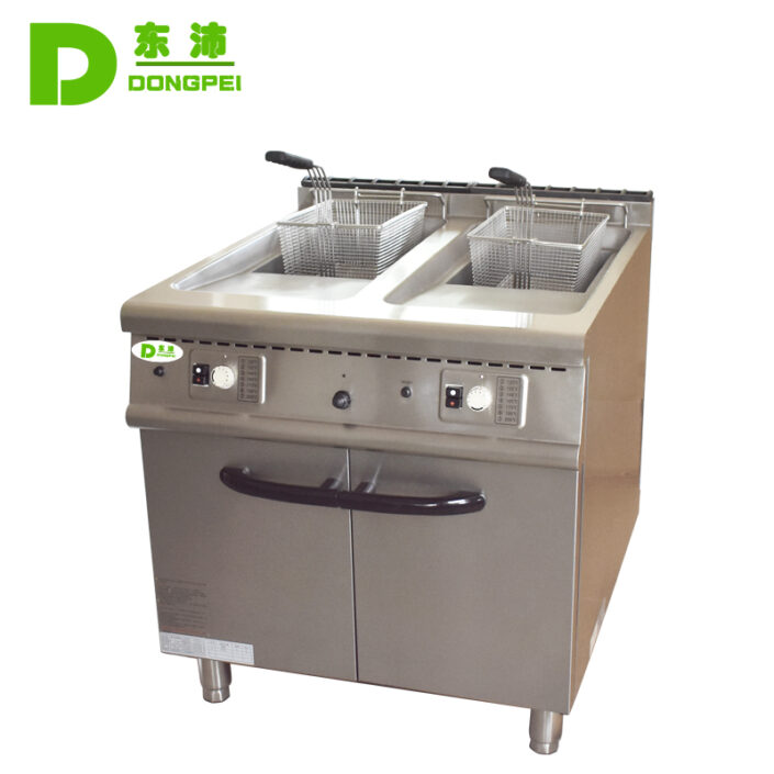 gas 2 tank fryer 2 basket with cabinet